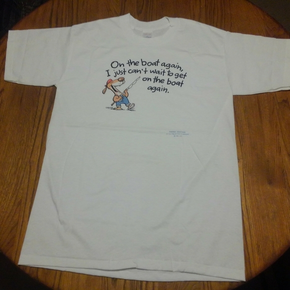 Vintage Fishing Dog Shirt XL Single Stitch made US - Picture 2 of 14